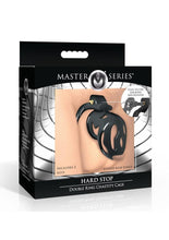 Load image into Gallery viewer, Master Series Hard Stop Double Ring Chastity Cage - Black