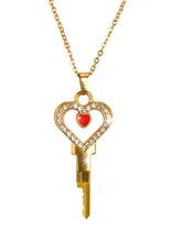 Load image into Gallery viewer, Master Series Possession Chastity Key Necklace - Gold/Red
