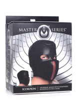 Load image into Gallery viewer, Master Series Scorpion Hood with Removable Blindfold and Face Mask - Black/Red