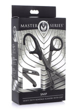 Load image into Gallery viewer, Master Series Snip Heavy Duty Bondage Stainless Steel Scissors with Clip - Black