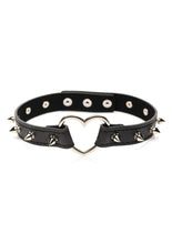 Load image into Gallery viewer, Master Series Spiked Heart Choker - Black/Metal