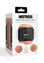 Load image into Gallery viewer, Mistress Vibrating Double Shot Pussy and Ass Rechargeable Masturbator - Black/Vanilla