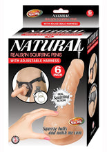 Load image into Gallery viewer, Natural Realskin Squirting Penis with Adjustable Harness - Vanilla - 6in