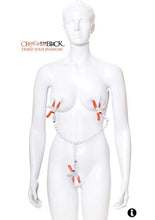 Load image into Gallery viewer, Orange Is The New Black Triple Your Pleasure Nipple and Clitoral Clamps with Chain - Orange