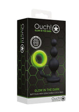 Load image into Gallery viewer, Ouch! Beads Butt Plug with Cock Ring Silicone - Glow In The Dark/Green