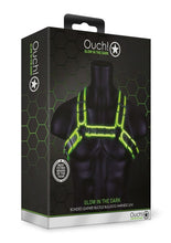 Load image into Gallery viewer, Ouch! Buckle Bulldog Harness - Black/Glow In The Dark/Green - Medium/Small