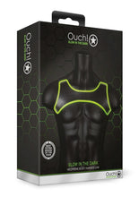 Load image into Gallery viewer, Ouch! Neoprene Harness - Black/Glow In The Dark/Green - Medium/Small