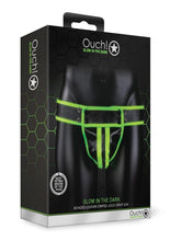 Load image into Gallery viewer, Ouch! Striped Jock Strap - Black/Glow In The Dark/Green - Medium/Small