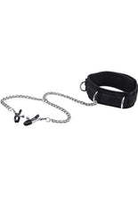 Load image into Gallery viewer, Ouch! Velcro Collar with Nipple Clamps - Black/Metal