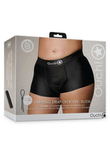 Load image into Gallery viewer, Ouch! Vibrating Strap-On Boxer Rechargeable - Black - XLarge/XXLarge