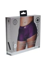 Load image into Gallery viewer, Ouch! Vibrating Strap-On Boxer Rechargeable - Purple - XLarge/XXLarge