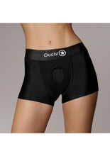 Load image into Gallery viewer, Ouch! Vibrating Strap-On Boxer Rechargeable - Black - Small/XSmall