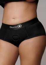 Load image into Gallery viewer, Ouch! Vibrating Strap-On Brief Rechargeable - Black - XLarge/XXLarge