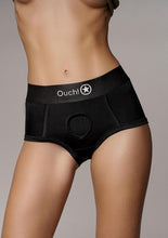 Load image into Gallery viewer, Ouch! Vibrating Strap-On Brief Rechargeable - Black - Small/XSmall