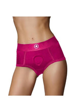 Load image into Gallery viewer, Ouch! Vibrating Strap-On Brief Rechargeable - Pink - Small/XSmall