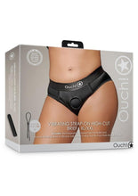 Load image into Gallery viewer, Ouch! Vibrating Strap-On High-Cut Brief Rechargeable - Black - XLarge/XXLarge