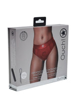 Load image into Gallery viewer, Ouch! Vibrating Strap-On Thong Rechargeable - Red - Large/Medium