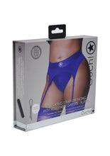 Load image into Gallery viewer, Ouch! Vibrating Strap-On Thong Rechargeable - Blue - XLarge/XXLarge