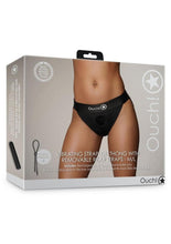 Load image into Gallery viewer, Ouch! Vibrating Strap-On Thong with Removable Butt Straps Rechargeable - Black - Large/Medium