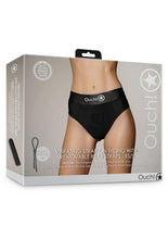 Load image into Gallery viewer, Ouch! Vibrating Strap-On Thong with Removable Butt Straps Rechargeable - Black - Small/XSmall