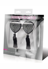 Load image into Gallery viewer, Peekaboo Satin with Stone and Tassel Pasties - Black/White