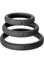Load image into Gallery viewer, Perfect Fit Xact-Fit Silicone Ring Kit Assorted Size - Black - 3 Pack