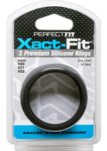 Load image into Gallery viewer, Perfect Fit Xact-Fit Silicone Ring Kit - Lg /XL - Black - 3 Pack