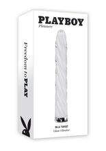 Load image into Gallery viewer, Playboy In A Twist Rechargeable Glass Vibrator - Clear/White
