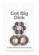 Load image into Gallery viewer, Powerbullet Got Big D Super Stretch Cock Rings - Black - 2 Pack
