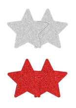 Load image into Gallery viewer, Pretty Pasties Glitter Stars - Red/Silver