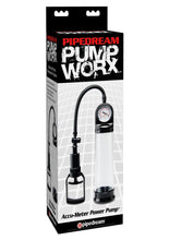 Load image into Gallery viewer, Pump Worx Accu-Meter Power Penis Pump - Black/Clear