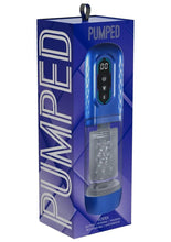 Load image into Gallery viewer, Pumped Vortex Multi Function Suction Rotating Thrusting Rechargeable Masturbator - Metallic - Blue