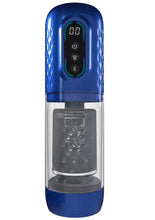 Load image into Gallery viewer, Pumped Vortex Multi Function Suction Rotating Thrusting Rechargeable Masturbator - Metallic - Blue