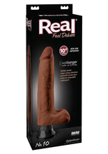 Load image into Gallery viewer, Real Feel Deluxe No. 10 Wallbanger Vibrating Dildo with Balls - Chocolate - 10in