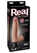 Load image into Gallery viewer, Real Feel Deluxe No. 4 Wallbanger Vibrating Dildo with Balls - Flesh/Vanilla - 7.5in