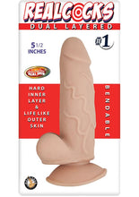 Load image into Gallery viewer, Realcocks Dual Layered #1 Bendable Dildo - Vanilla - 5.5in