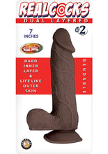 Load image into Gallery viewer, Realcocks Dual Layered #2 Bendable Dildo - Chocolate - 7in