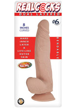 Load image into Gallery viewer, Realcocks Dual Layered #6 Bendable Dildo Curved - Flesh/Vanilla - 8in