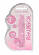 Load image into Gallery viewer, Realrock Crystal Clear Dildo with Balls - Pink - 6in