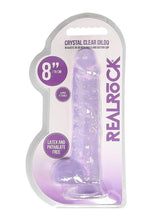 Load image into Gallery viewer, Realrock Crystal Clear Dildo with Balls - Purple - 8in