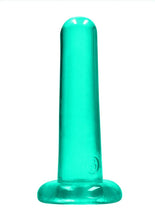 Load image into Gallery viewer, Realrock Crystal Clear Dildo with Suction Cup - Clear/Green - 5.3in