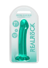 Load image into Gallery viewer, Realrock Crystal Clear Dildo with Suction Cup - Clear/Green - 6.7in