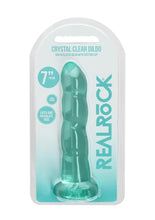 Load image into Gallery viewer, Realrock Crystal Clear Dildo with Suction Cup - Clear/Green - 7in