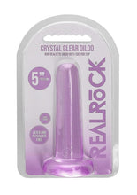 Load image into Gallery viewer, Realrock Crystal Clear Non Realistic Dildo with Suction Cup - Clear/Purple - 5.3in