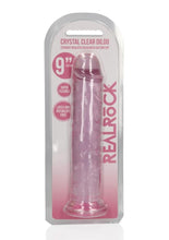 Load image into Gallery viewer, Realrock Crystal Clear Straight No Balls Dildo - Clear/Pink - 9in