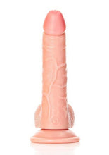 Load image into Gallery viewer, Realrock Curved Realistic Dildo with Balls and Suction Cup - Vanilla - 7in