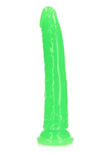 Load image into Gallery viewer, Realrock Slim Glow In The Dark Dildo with Suction Cup - Glow In The Dark/Green - 10in