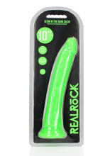 Load image into Gallery viewer, Realrock Slim Glow In The Dark Dildo with Suction Cup - Glow In The Dark/Green - 10in