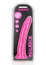 Load image into Gallery viewer, Realrock Slim Glow In The Dark Dildo with Suction Cup - Glow In The Dark/Pink - 10in