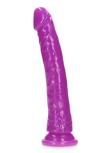 Load image into Gallery viewer, Realrock Slim Glow In The Dark Dildo with Suction Cup - Glow In The Dark/Purple - 10in